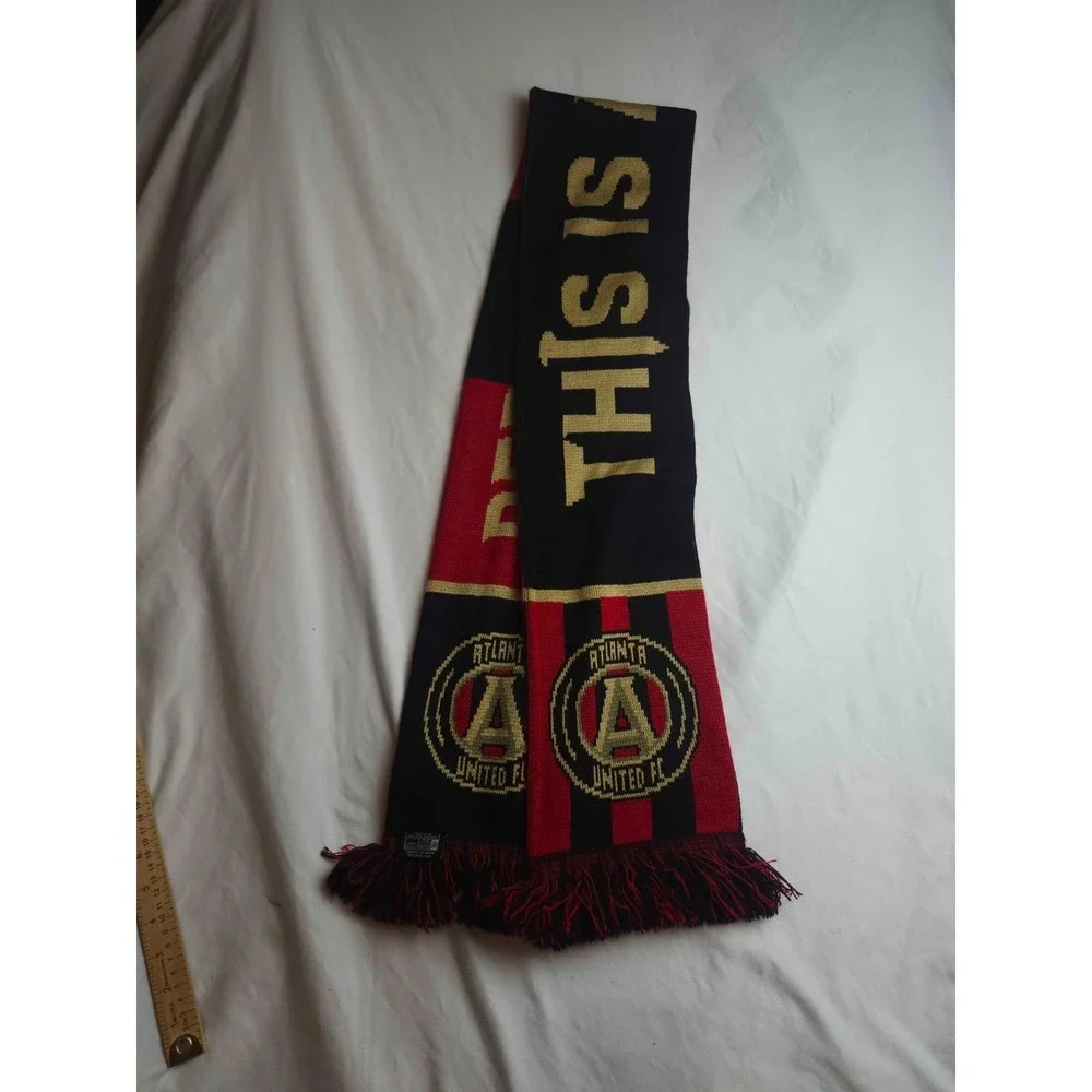 Ruffneck Scarves Soccer Scarf Black Red Gold Acrylic Atlanta United FC Fans